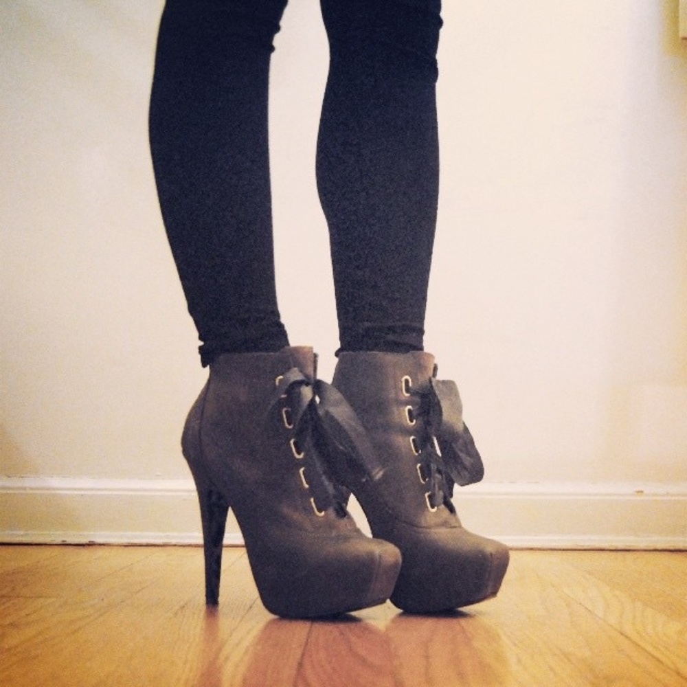 Betsey Johnson -  Lace Up Ribbon Platform Heels